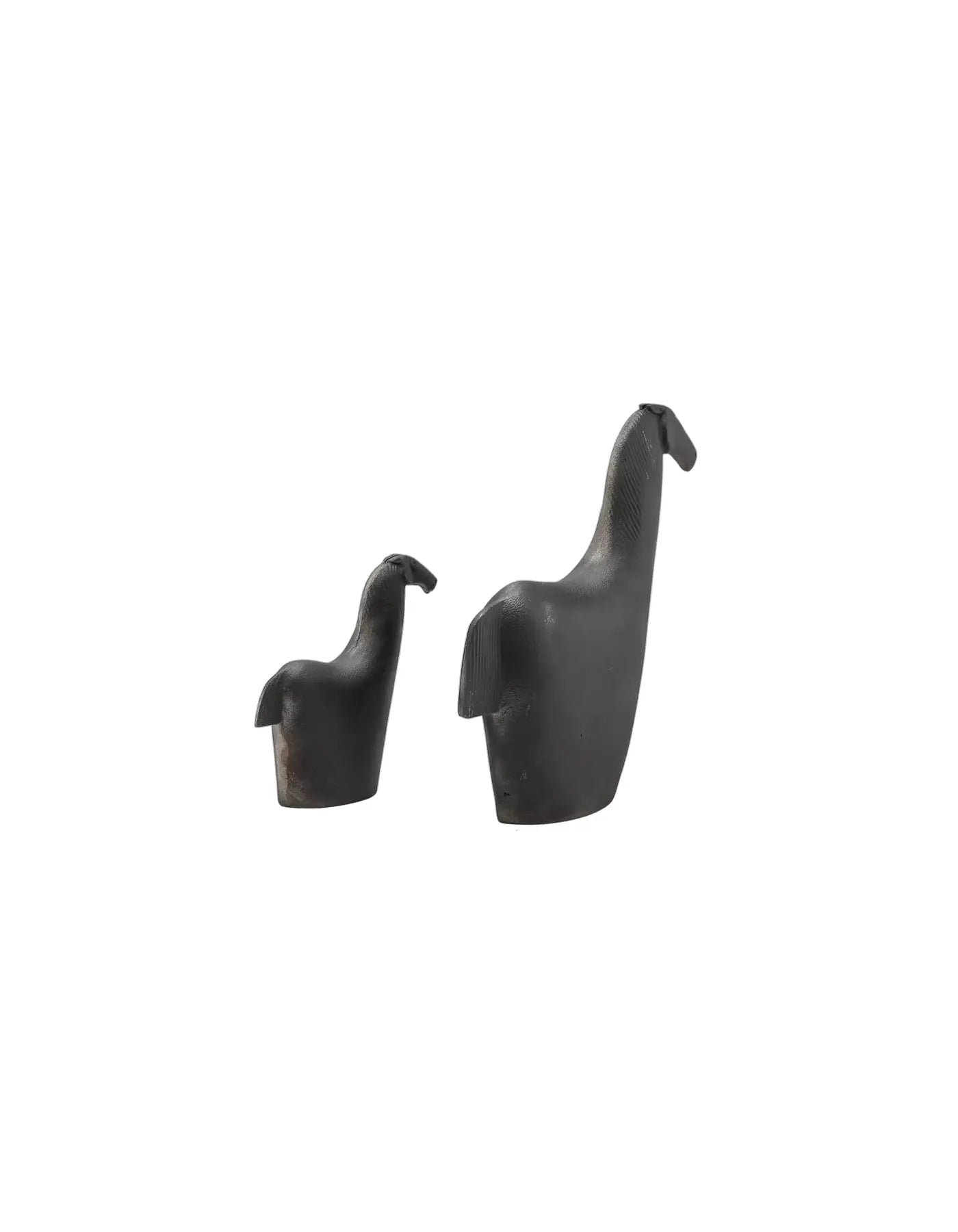 Mid-Century Modern Two Iron Horse Sculptures