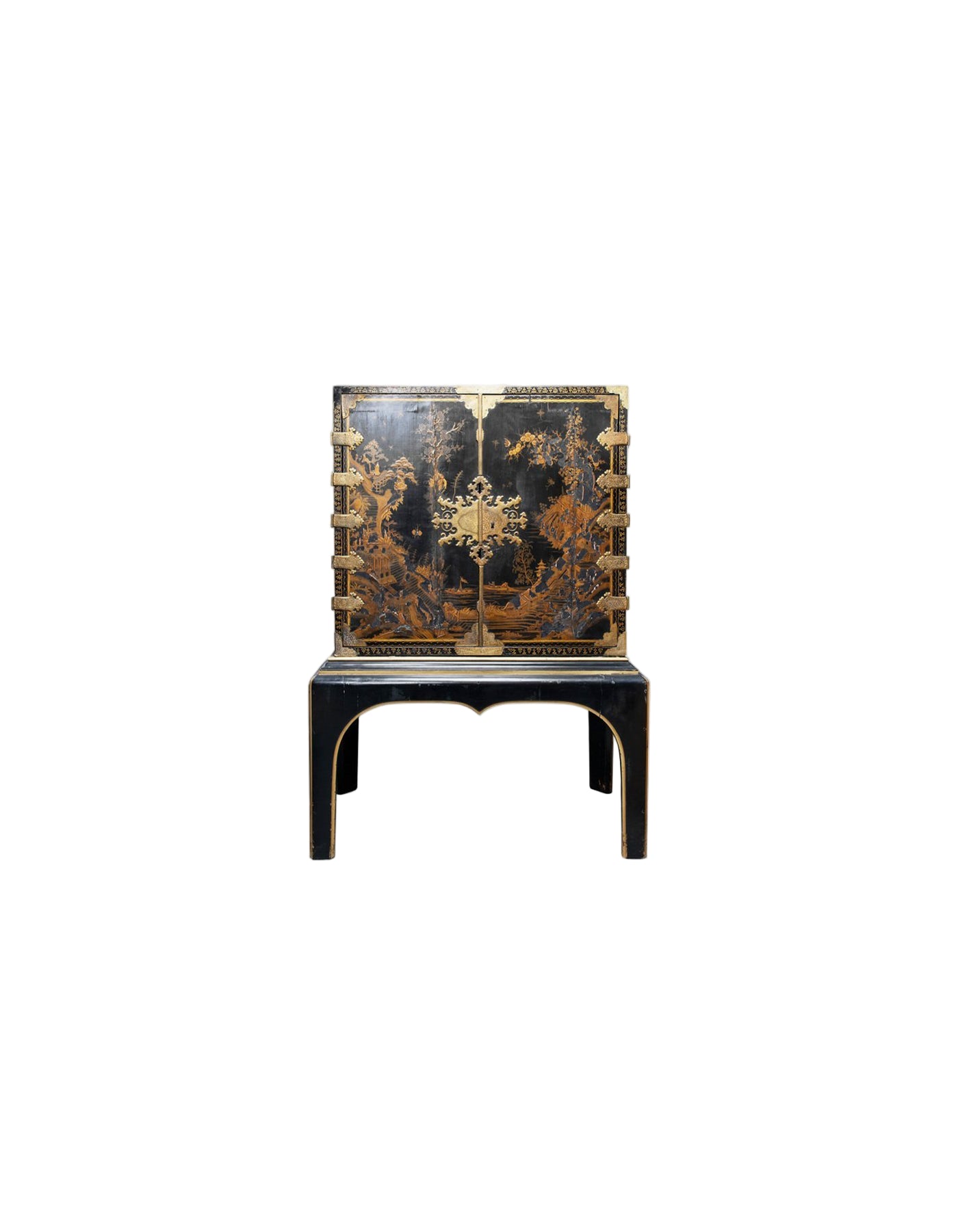 Antique Japanese Lacquer Cabinet on Stand