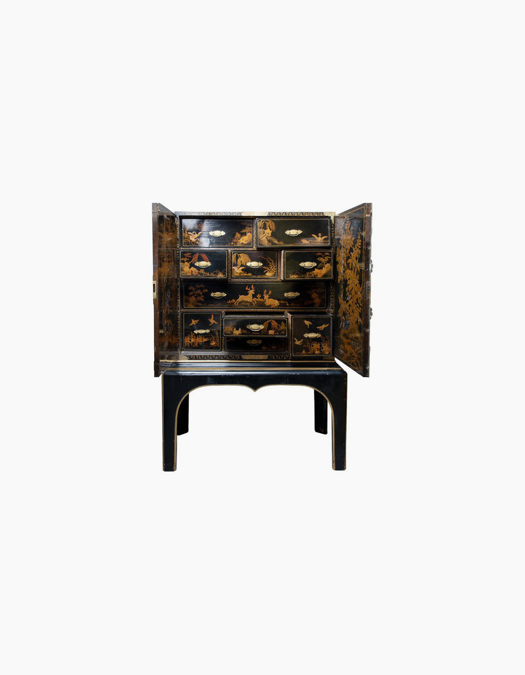 Antique Japanese Lacquer Cabinet on Stand