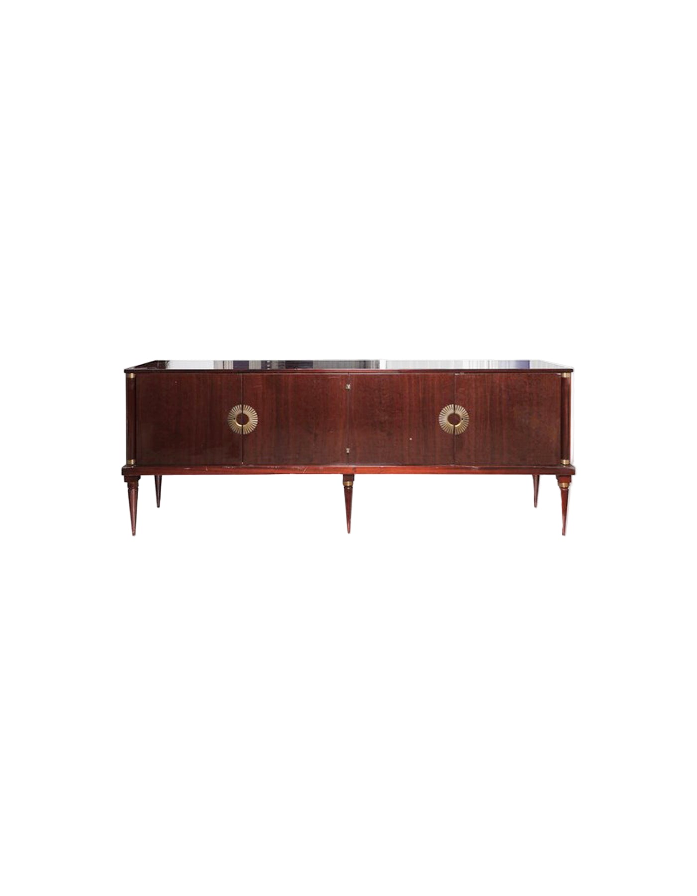 Mid-Century Modern Mahogany Sideboard with Brass Accents