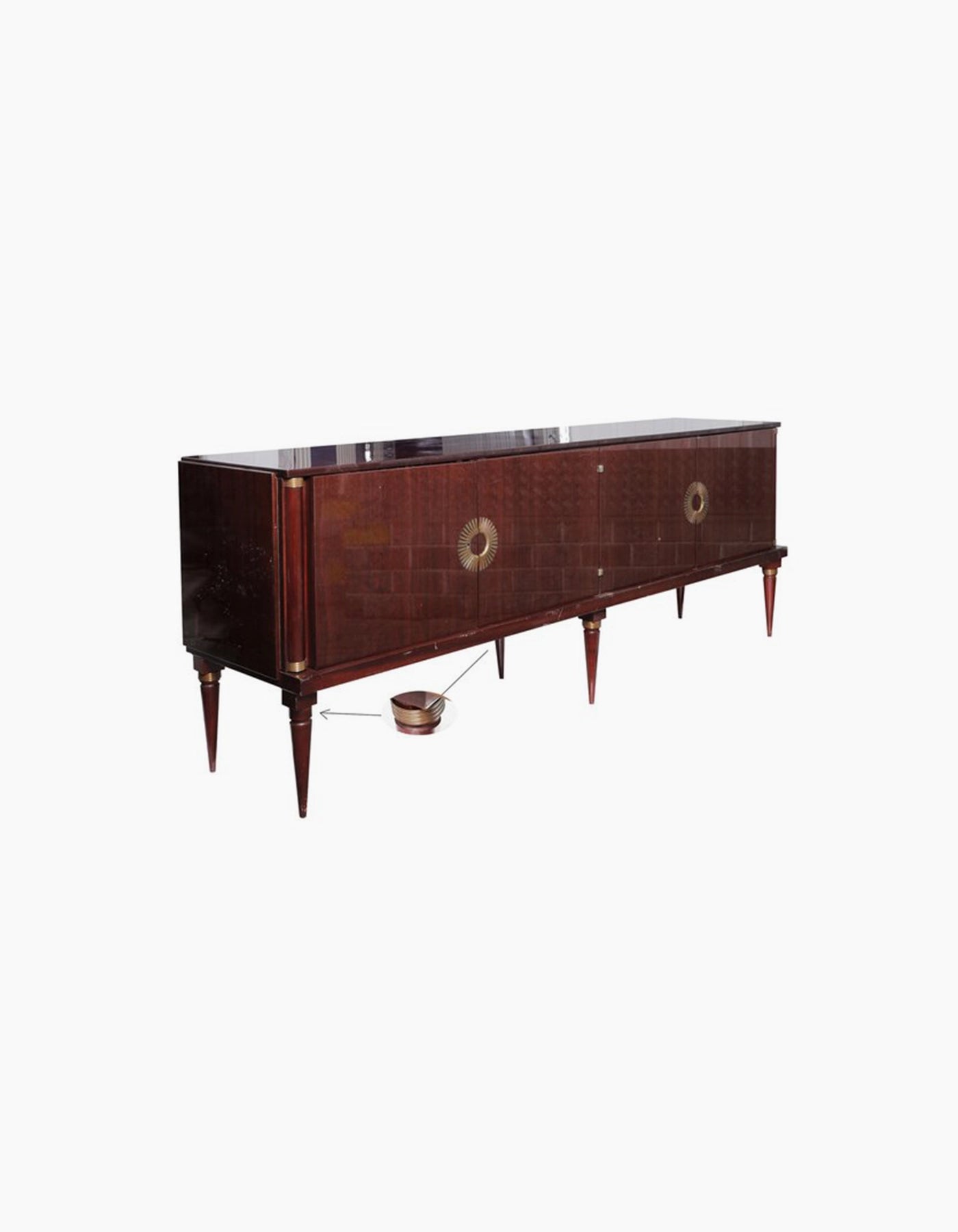 Mid-Century Modern Mahogany Sideboard with Brass Accents
