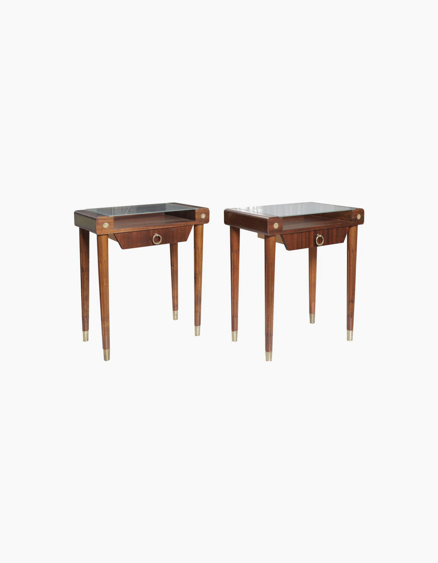 Mid-Century Modern Wooden Nightstands, Set of 2