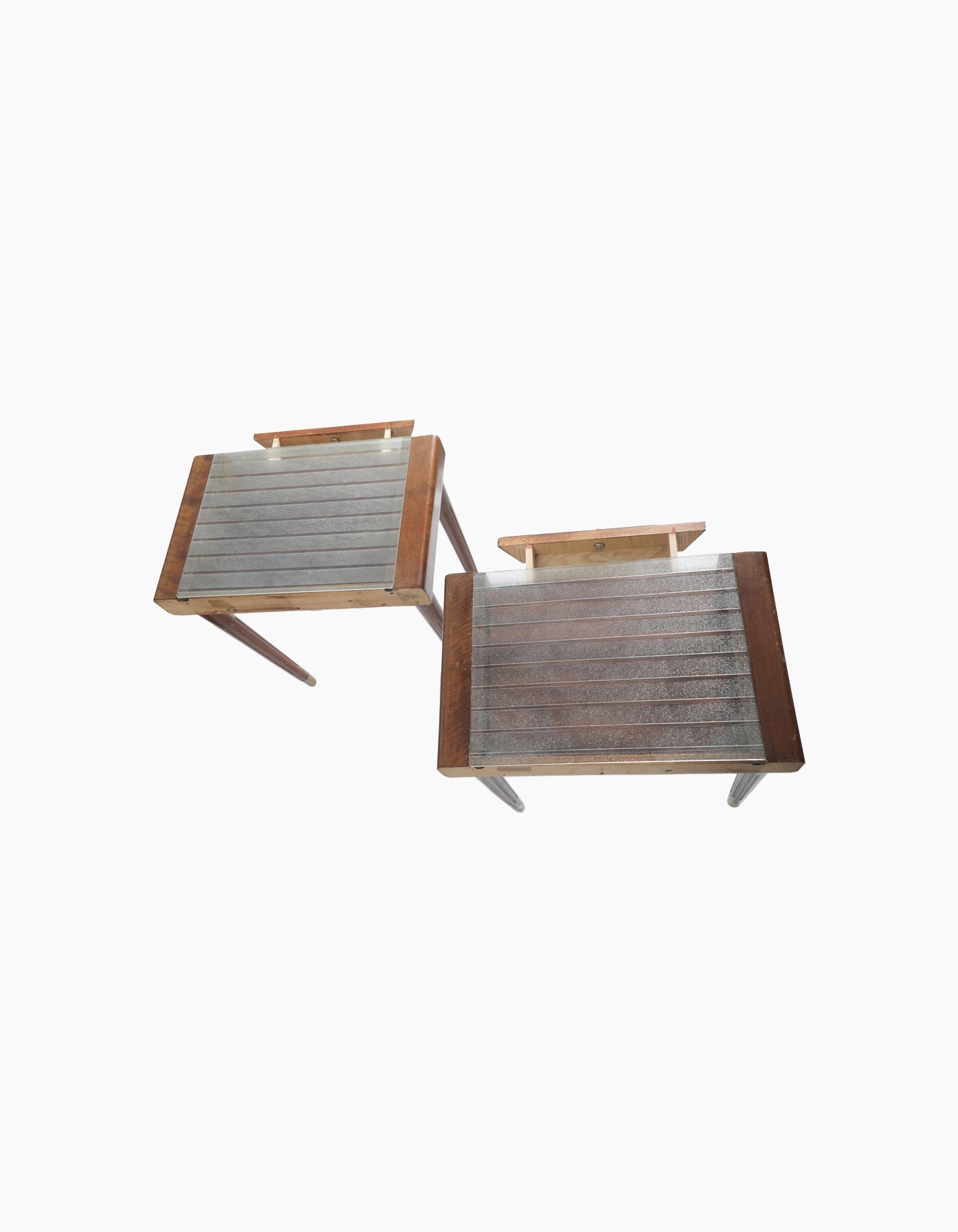 Mid-Century Modern Wooden Nightstands, Set of 2